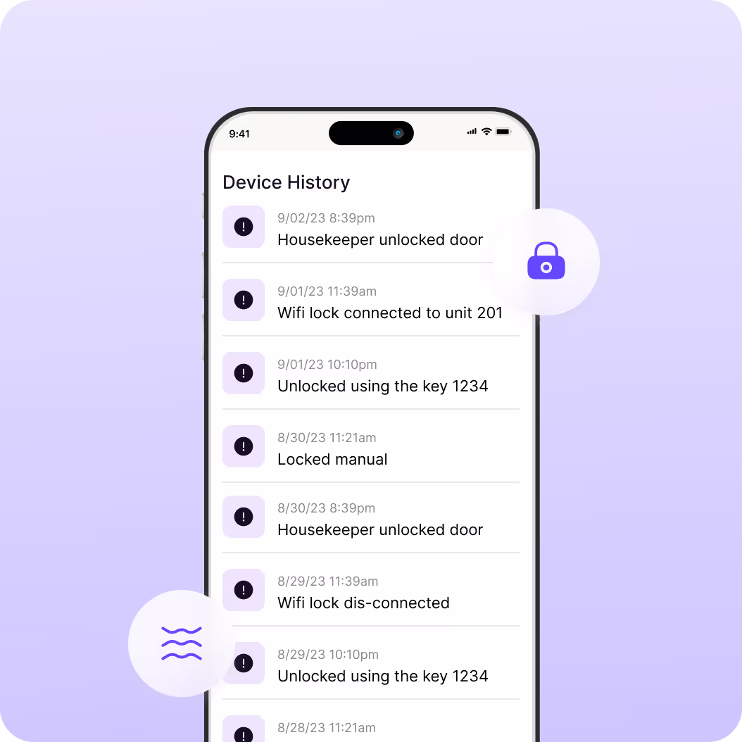 SuiteOp device history mobile UI